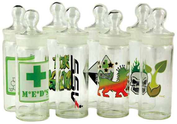 Tall Ground Glass Jars